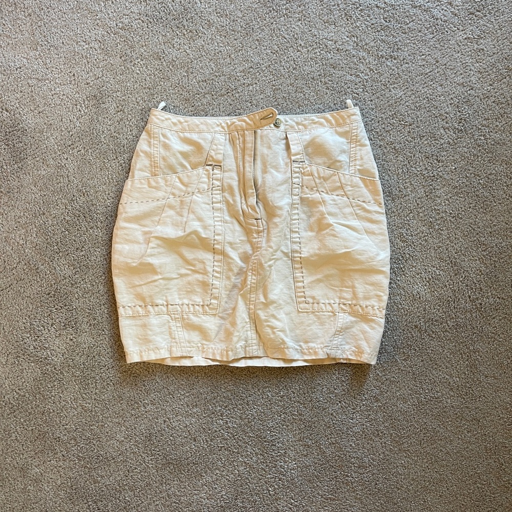 Linen mini skirt size 34 EU natural cream color